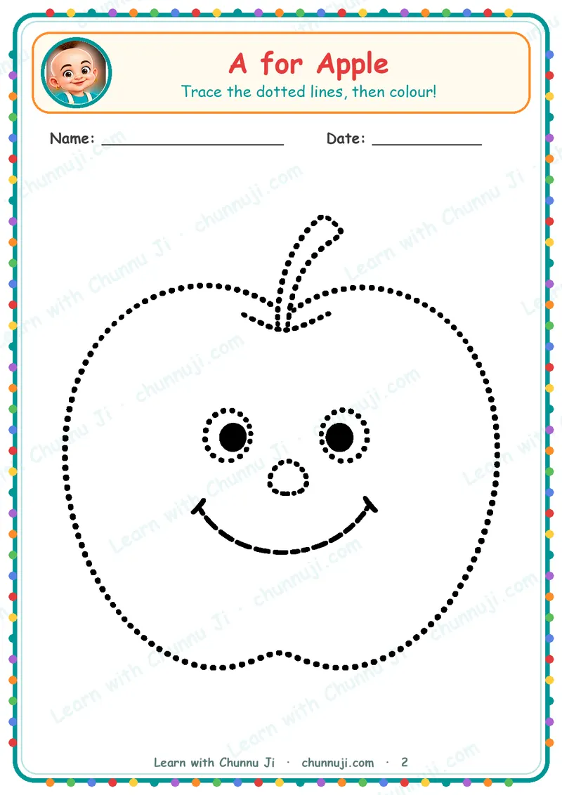 A for Apple: Free Trace & Colour Worksheets (Ages 2–4) · 2