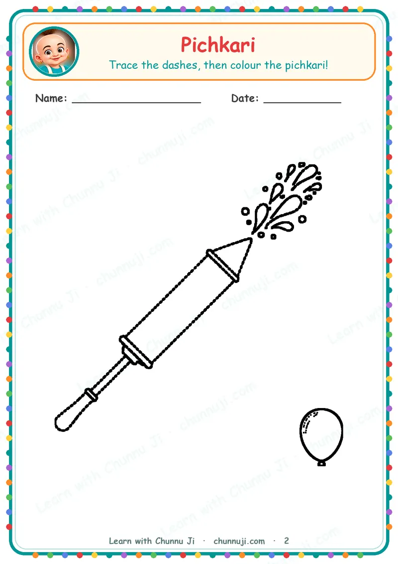 Happy Holi: Free Holi Tracing & Colouring Pages for Kids · 2