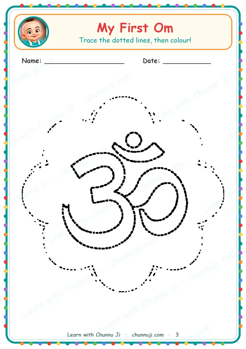 My First Om: Free Om Tracing & Colouring Worksheets · 3