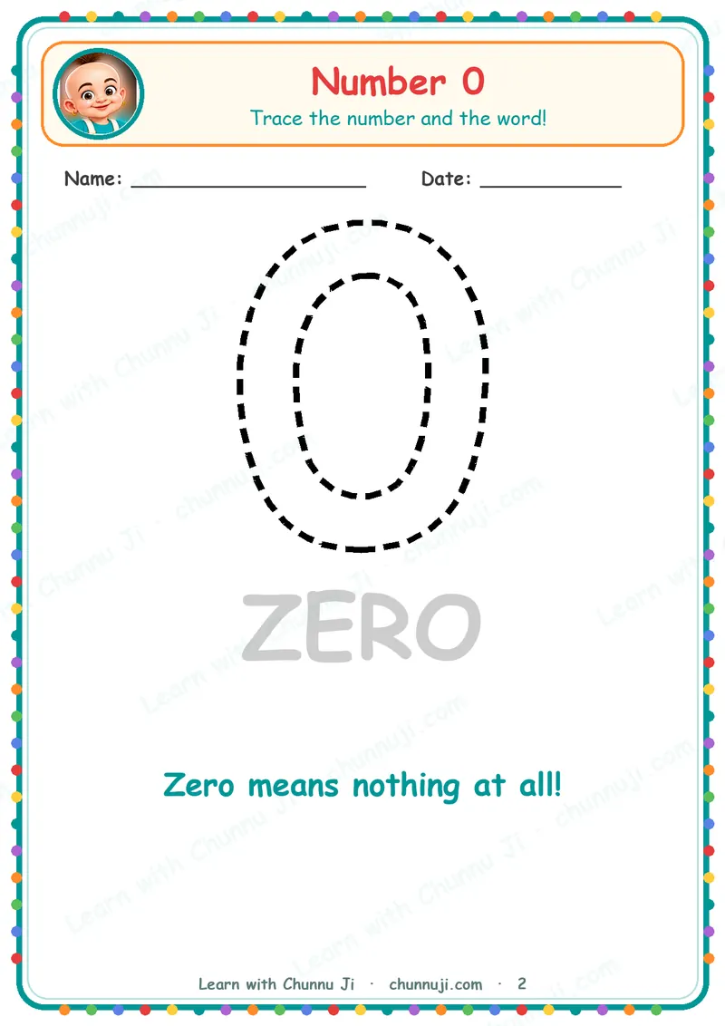 Numbers 0 to 9: Free Number Tracing Worksheets (Ages 2–4) · 2