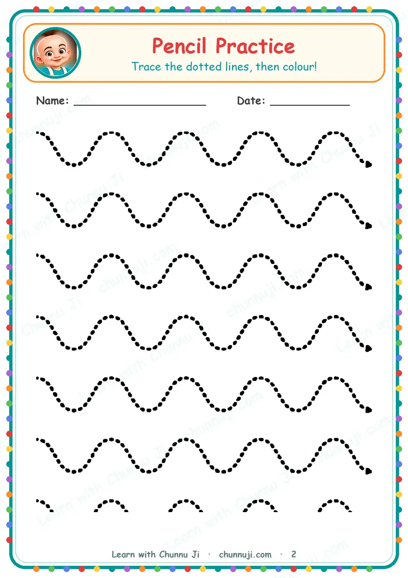Pencil Practice: Free Line & Shape Tracing Worksheets · 2