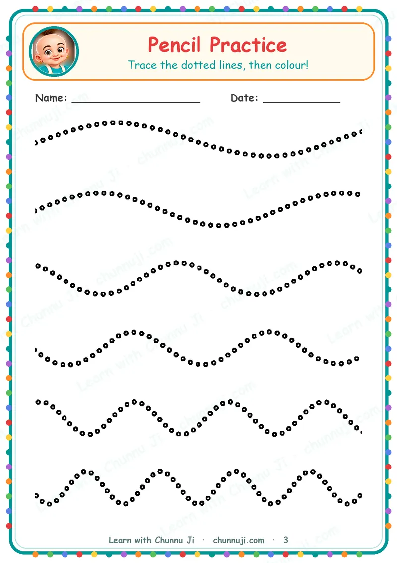 Pencil Practice: Free Line & Shape Tracing Worksheets · 3