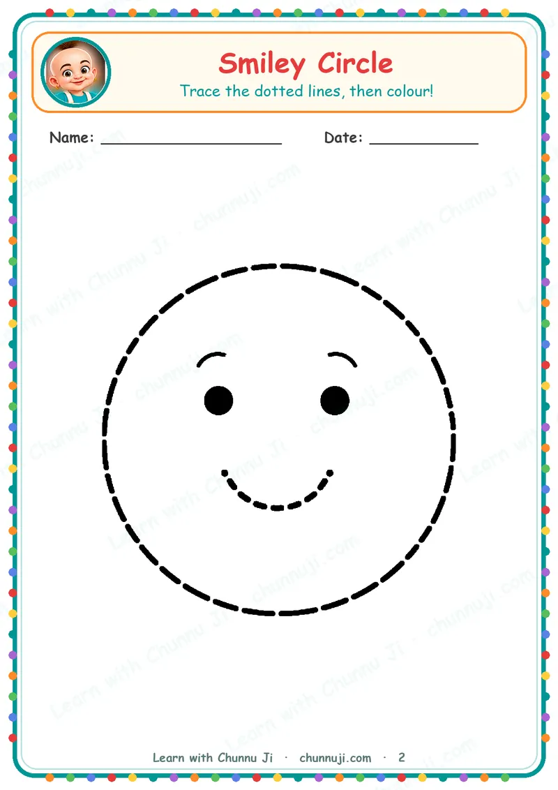 Smiley Shapes: Free Shape Tracing Worksheets for Toddlers · 2