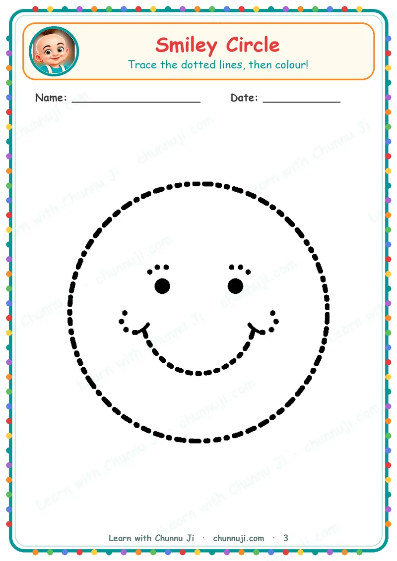 Smiley Shapes: Free Shape Tracing Worksheets for Toddlers · 3